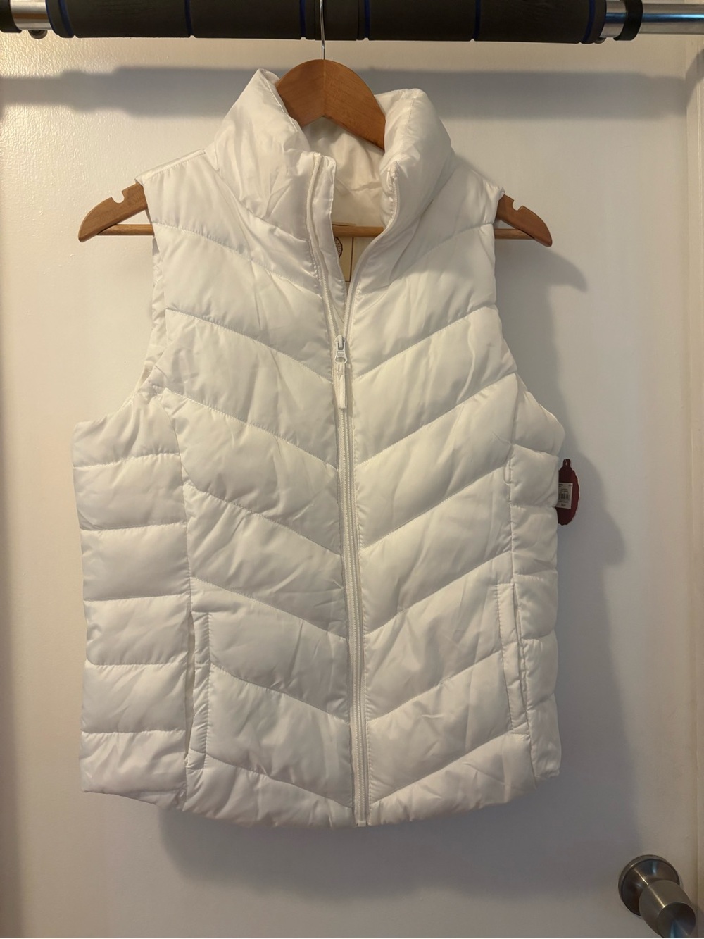 SO White Quilted Puffer Vest with High Collar